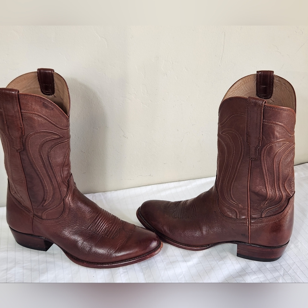 Tecovas Rich Brown Leather Cowboy Boots Size 10.5 - Picture 3 of 14
